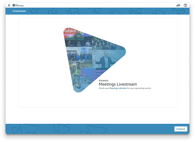 Amazon Livestream homepage, part of Amazon's Meetings tool
