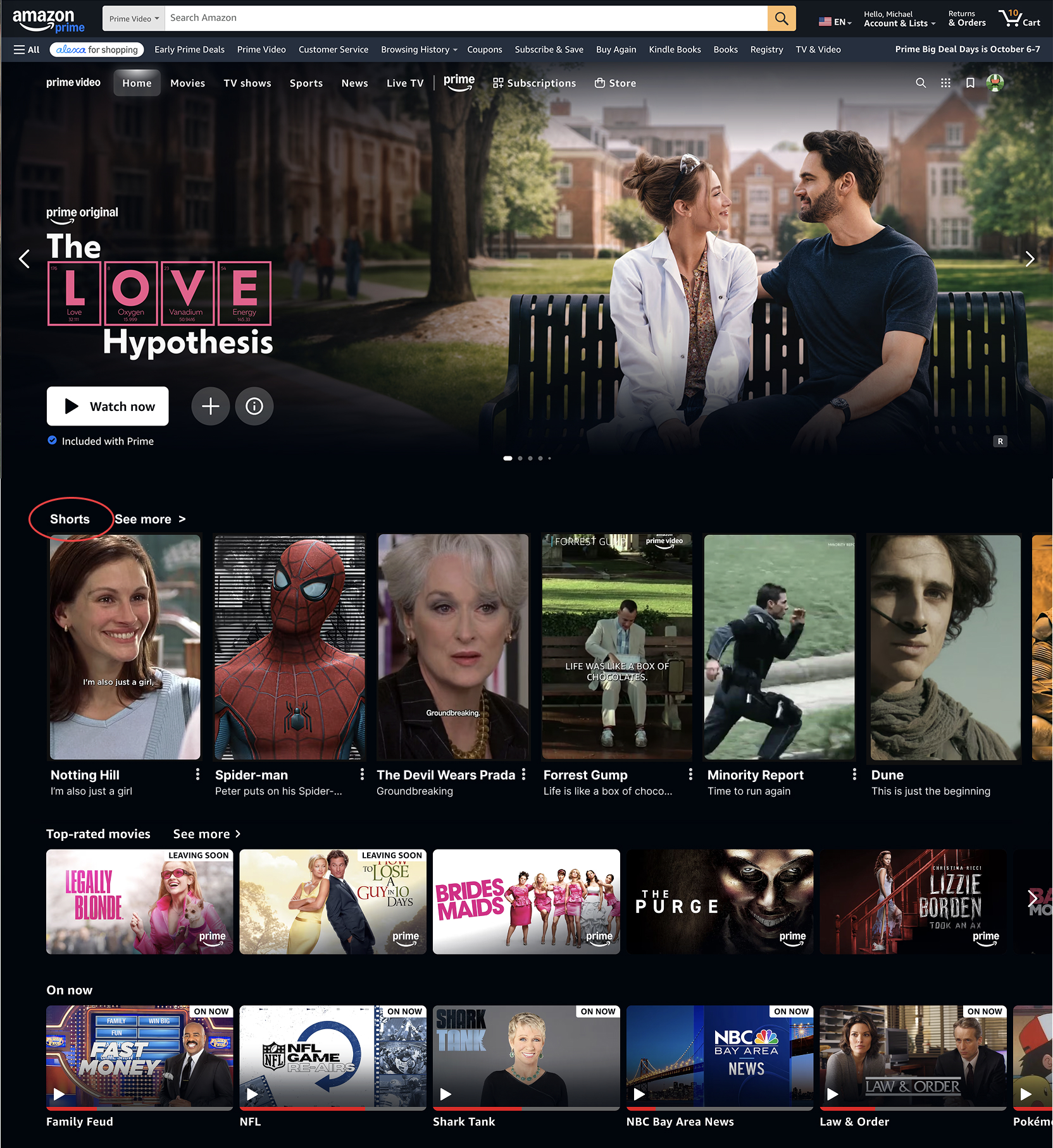 Amazon Prime Video Shorts concept screens showing a vertical short-form feed of movie and show clips
